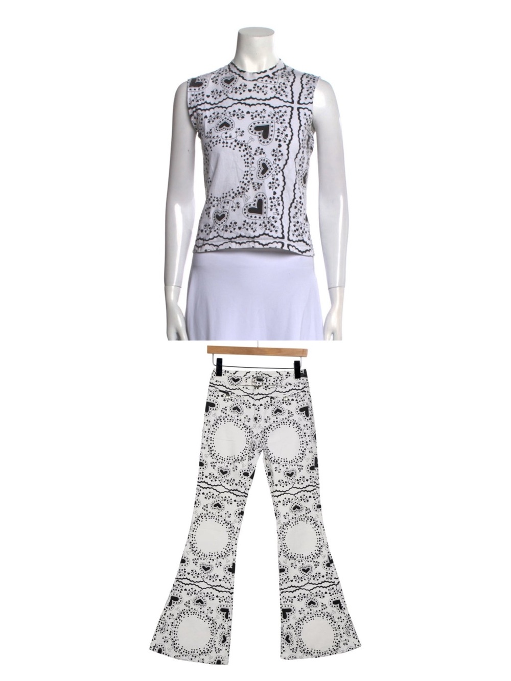 John Galliano White & Black Bandana-Print Set